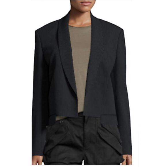 Helmut Lang Shawl Collar Crop Pinstripe Blazer - Picture 9 of 11